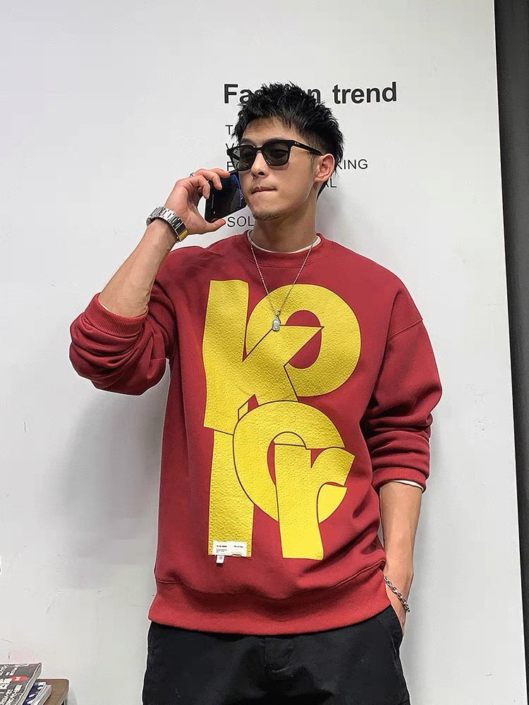 Xu Tailang handsome contrasting letter sweatshirt men's 2023 autumn new fashion brand American high street bottoming pullover top