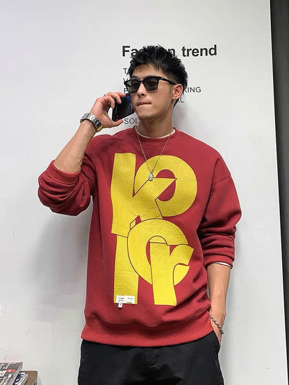 Xu Tailang handsome contrasting letter sweatshirt men's 2023 autumn new fashion brand American high street bottoming pullover top