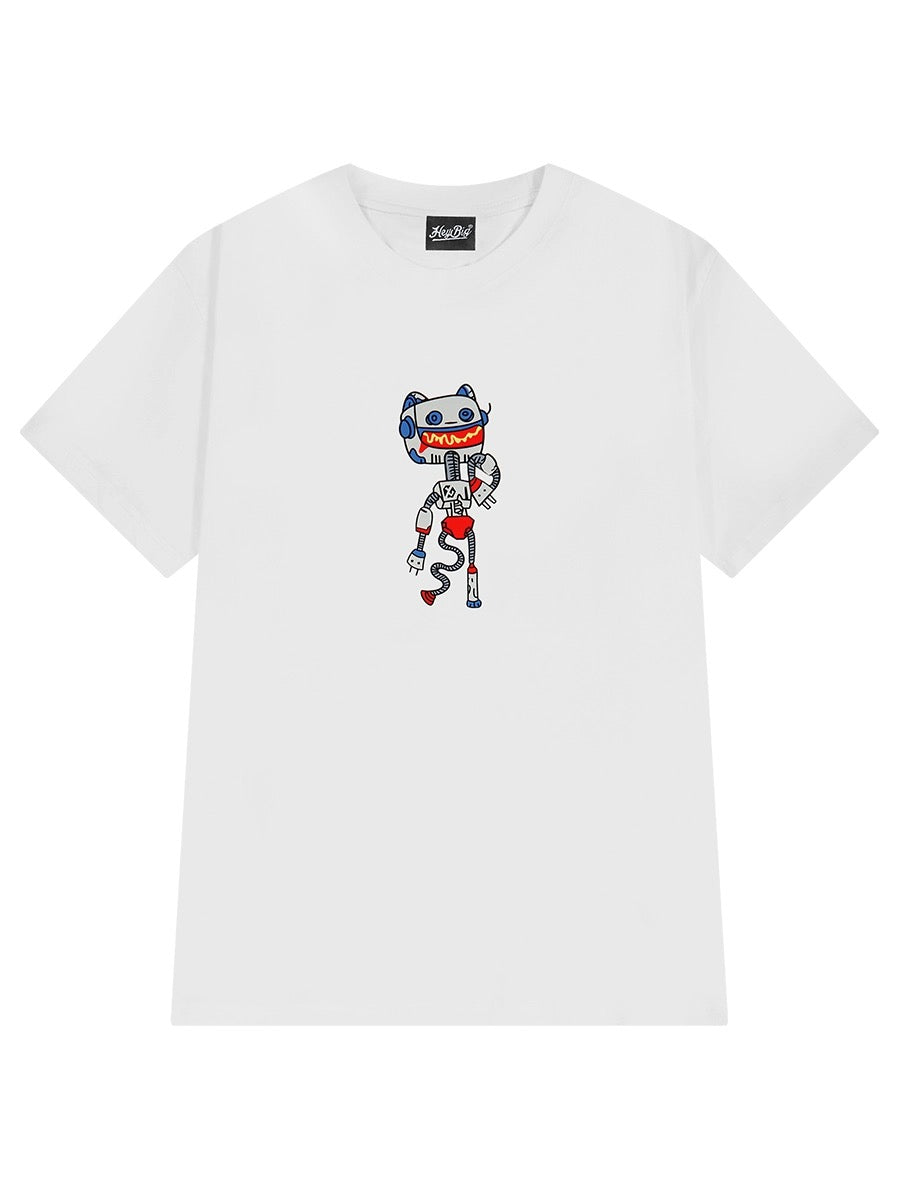 Fun cartoon anime robot pure cotton t-shirt men's and women's short-sleeved spring design loose half-sleeved versatile top