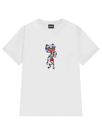 Fun cartoon anime robot pure cotton t-shirt men's and women's short-sleeved spring design loose half-sleeved versatile top