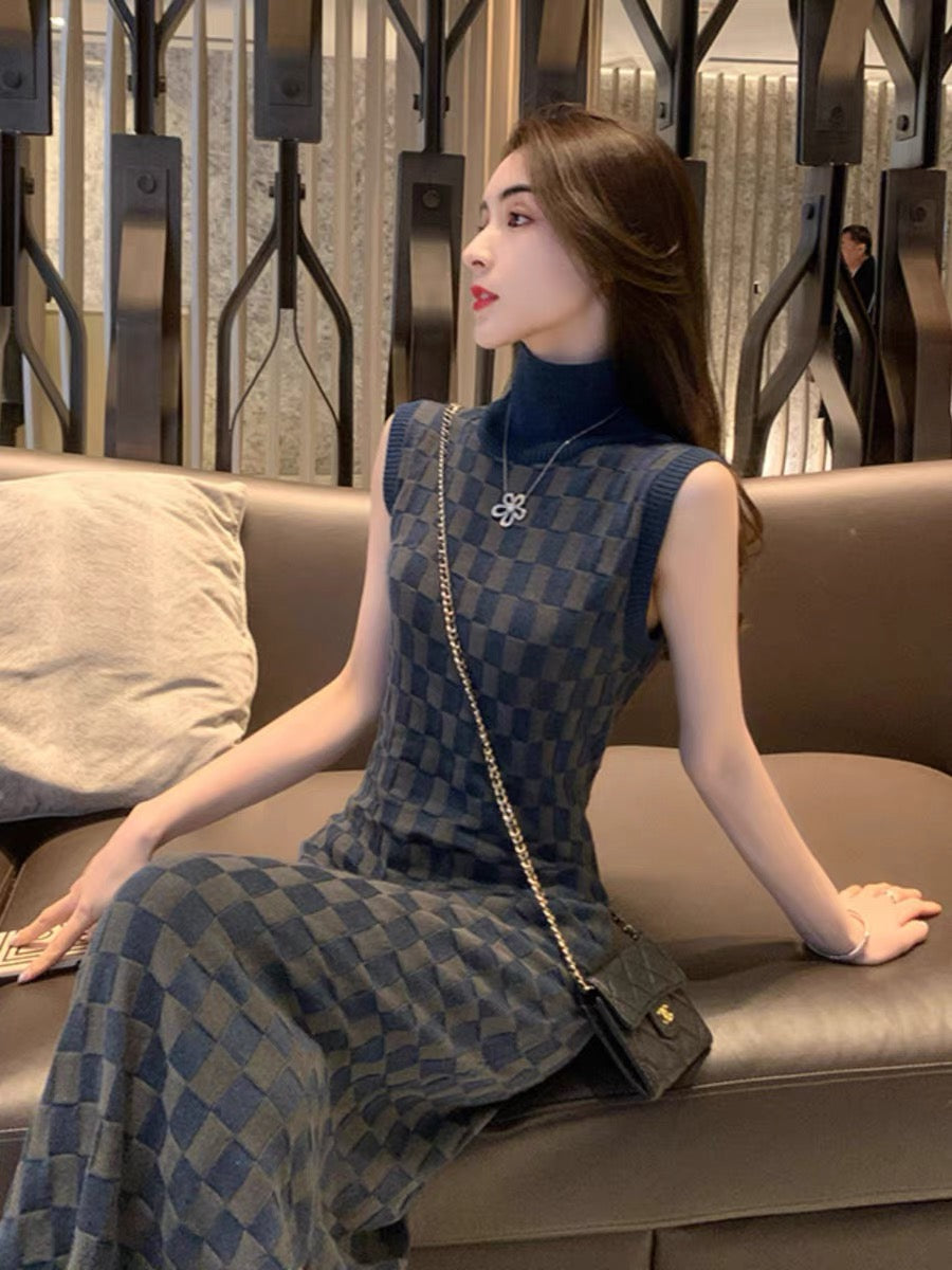 2023 New Summer Women's Design French Retro High-Level Luxury Fashion Socialite Sleeveless Long Dress T3480
