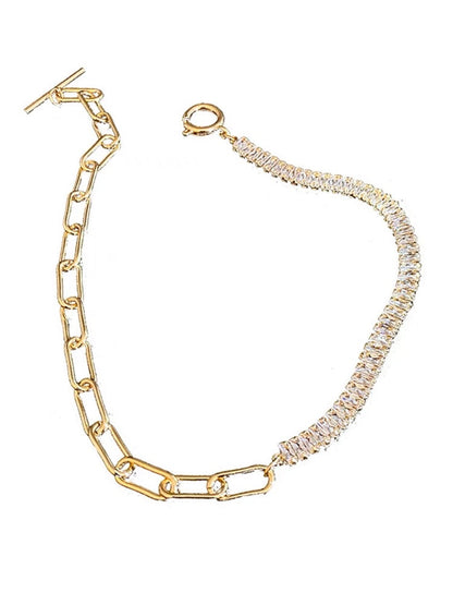 South Korea's Dongdaemun Cold Wind Design Zircon Stitching Necklace Simple Fashion Net Red Temperament Personality Trendy Necklace