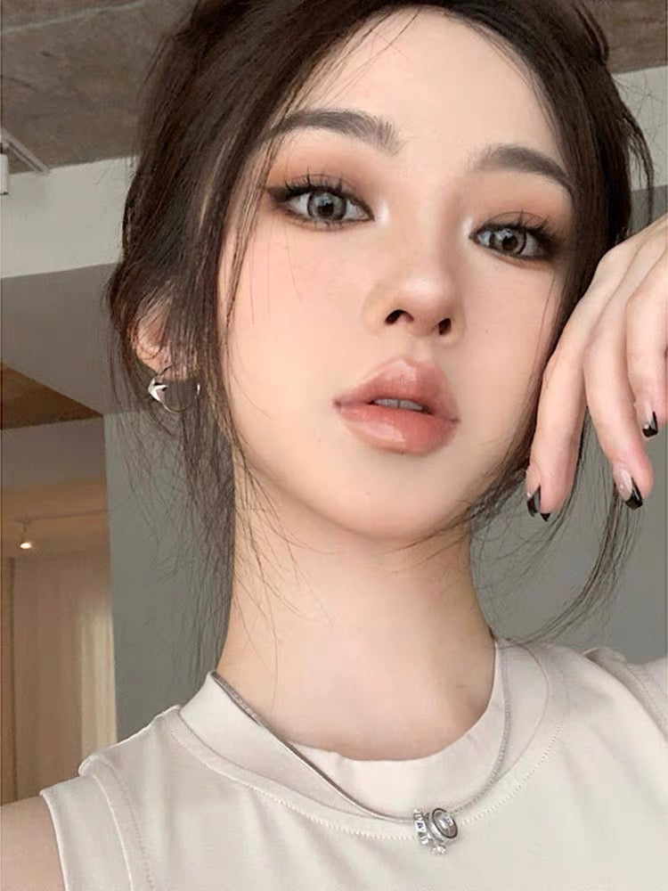 YIcheon love effect 3 circles indifferent necklace diamond ring design sense of temperament slightly flashing clavicle C36