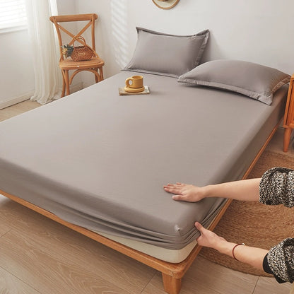 Bed sheet single piece washed cotton and linen bedspread 2023 new bed sheet Simmons mattress dustproof protective cover full package non-slip