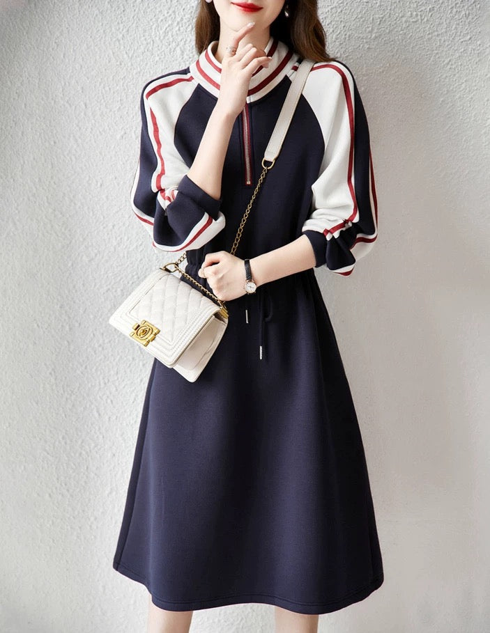 Foreign trade export original order Italian big-name women's clothing tail order high-end western style long-sleeved dress with age-reducing temperament