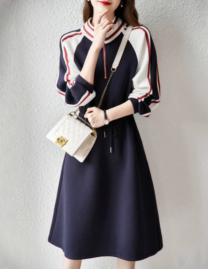Foreign trade export original order Italian big-name women's clothing tail order high-end western style long-sleeved dress with age-reducing temperament