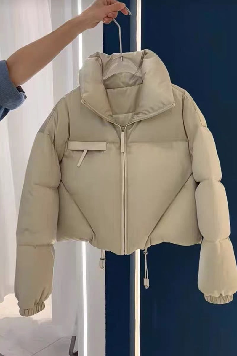 Down cotton-padded winter jacket for small women with light mature style 2022 short high-necked bread coat with stylish design