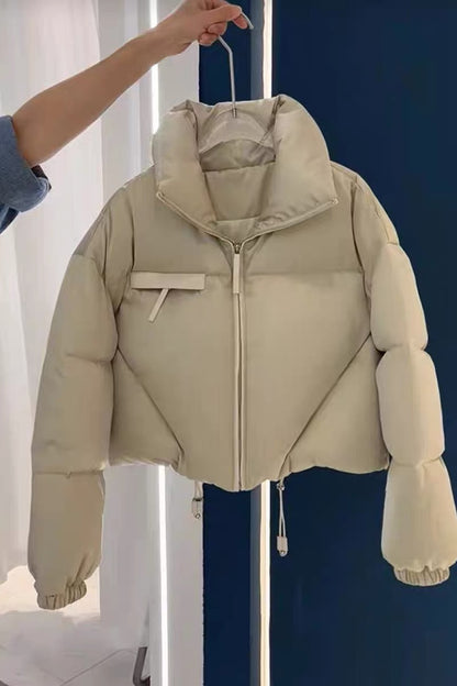 Down cotton-padded winter jacket for small women with light mature style 2022 short high-necked bread coat with stylish design