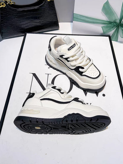 Increased comfort~!  Internet celebrity popular white shoes for women small sports sneakers 2023 autumn thick-soled casual shoes (S0137)