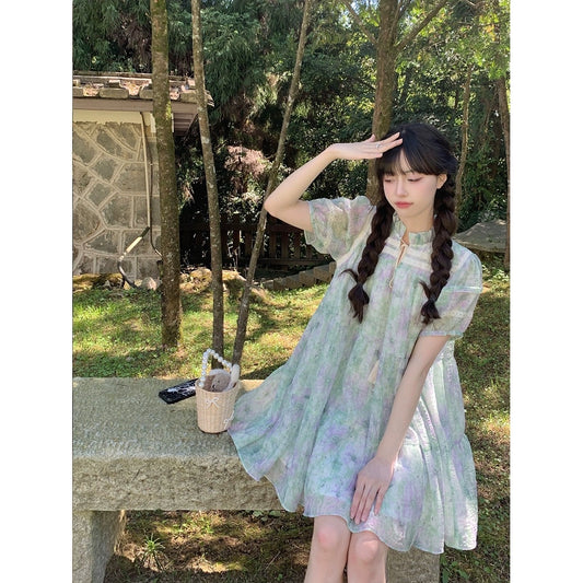 THETURE Original Flower Girl Dress 2023 New Bellflower French Waist Slim Floral Doll Dress