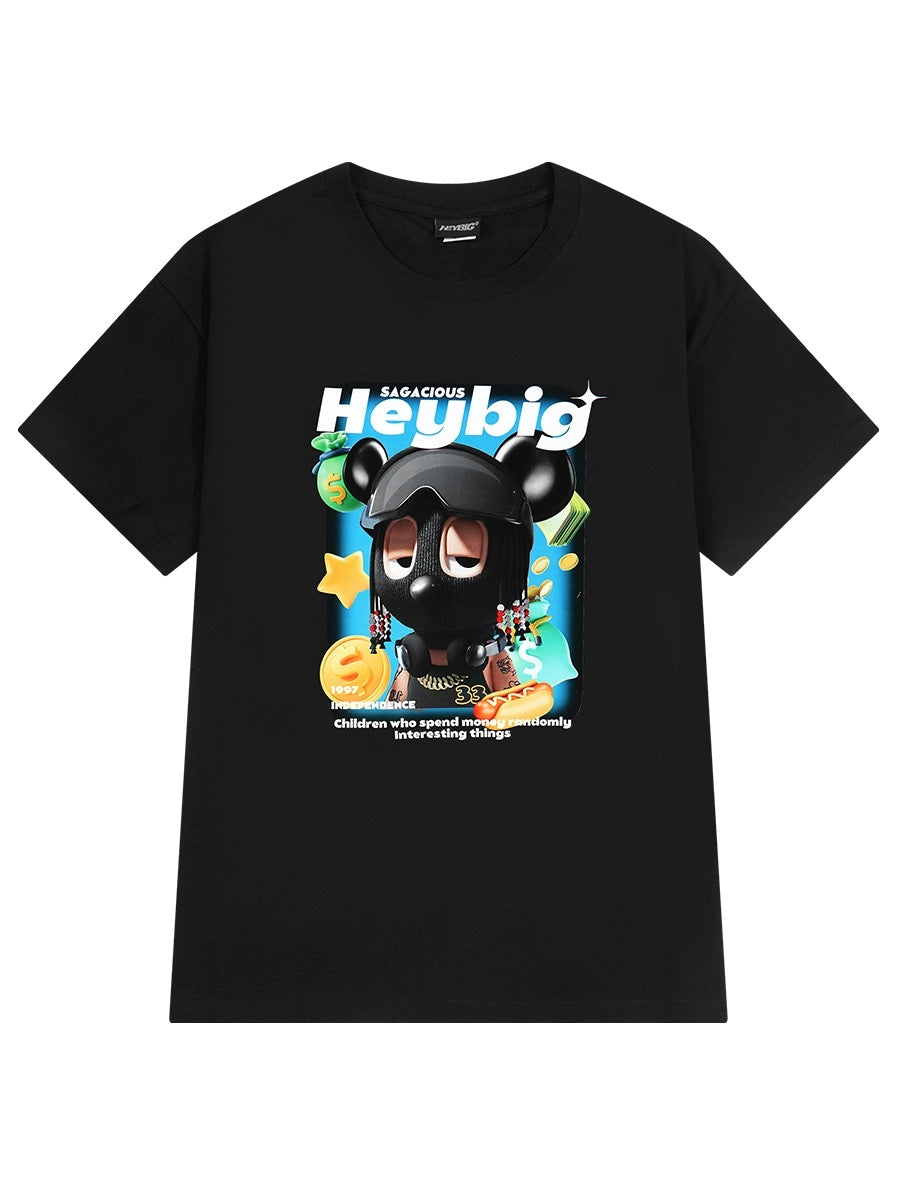 Summer new short-sleeved men's and women's T-shirts trendy cartoon half-sleeved loose couples students pure cotton half-sleeved bottoming shirt trendy