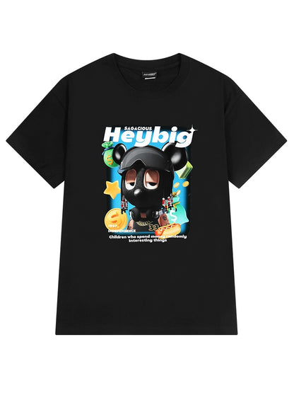 Summer new short-sleeved men's and women's T-shirts trendy cartoon half-sleeved loose couples students pure cotton half-sleeved bottoming shirt trendy