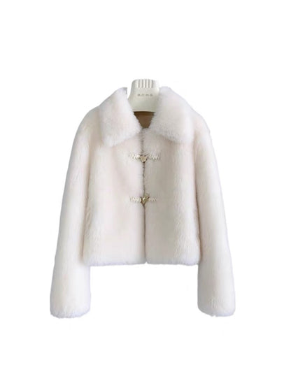 Autumn and winter new square collar pure wool short jacket warm sheep sheared gentle composite fur integrated Haining temperament T3468