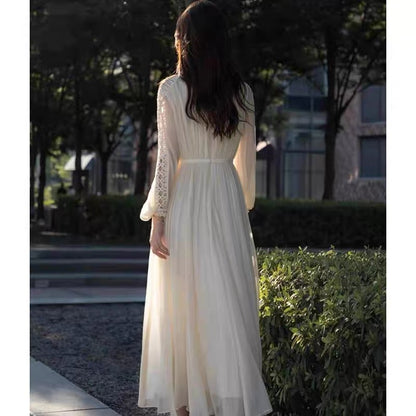 Early autumn clothing 2023 new women's chic long skirt high-cold temperament French fashion bottoming long-sleeved dress