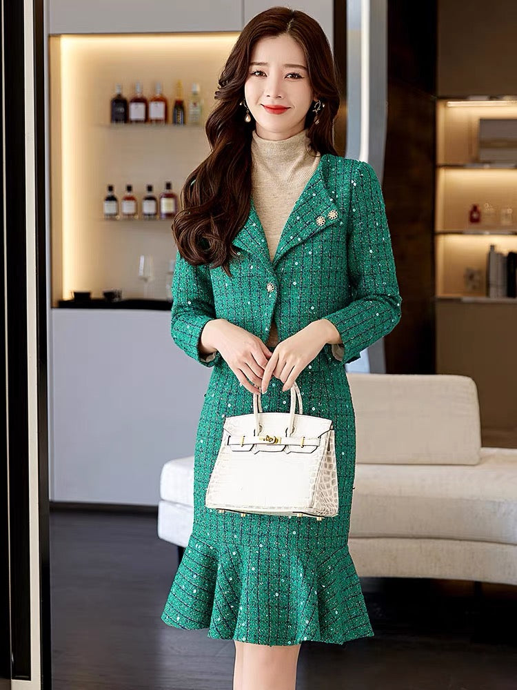 Xiaoxiangfeng two-piece suit dress for women Spring and Autumn 2023 new hot style lady Xi mother-in-law wedding banquet dress (S0416)