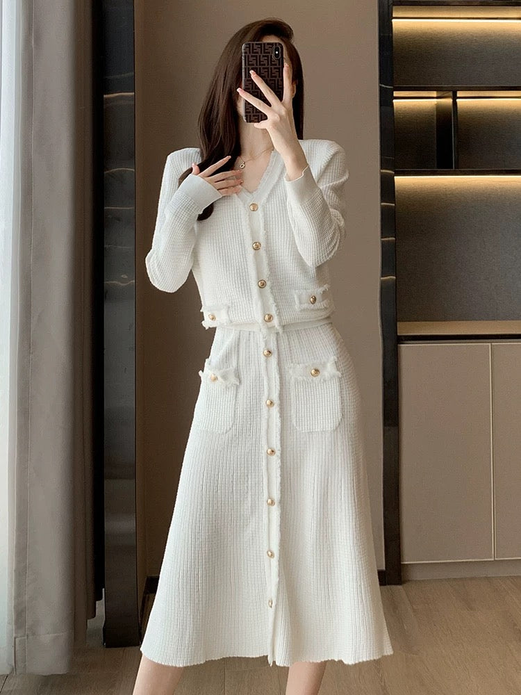 2023 Autumn and Winter New French Style Knitted Fashion Suit Skirt Women's Slim Fit Two-piece Skirt