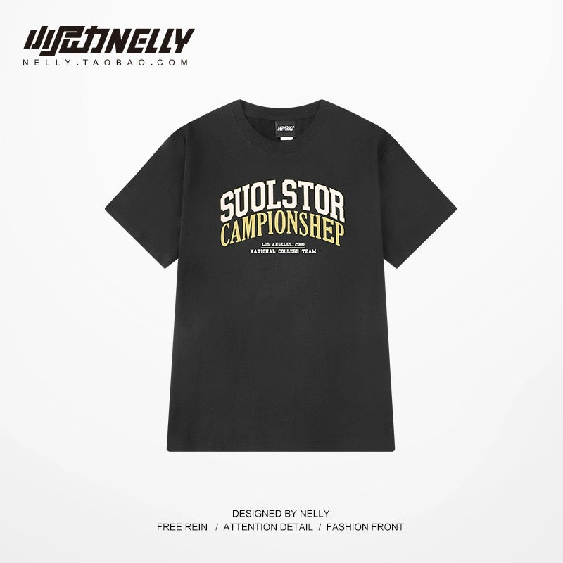 Summer Japanese loose T-shirt men's printed round neck trendy brand ins short-sleeved T-shirt for boys Korean version trendy half-sleeved men's trendy