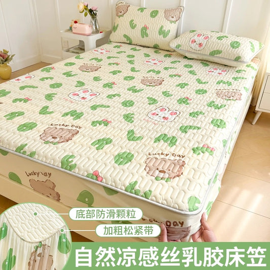 Ice silk latex cool mat three-piece set bed sheet summer bedspread single piece children baby air conditioning mat cool pad washable