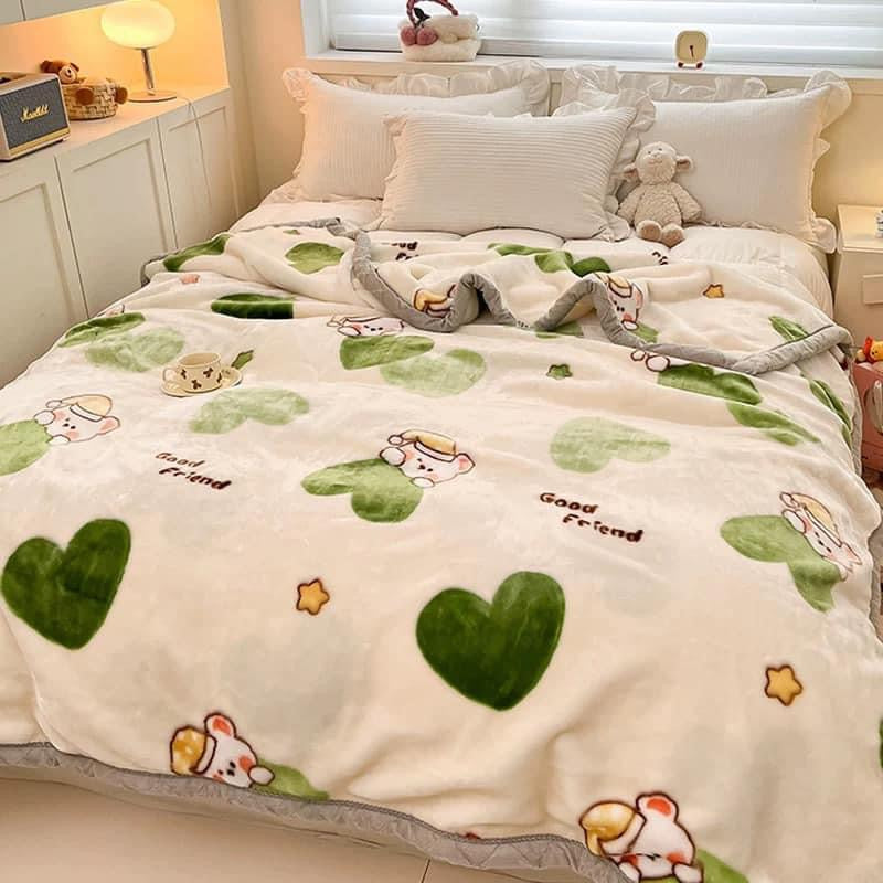 Winter Raschel blanket extra thick plus velvet bed cover blanket quilt wedding coral flannel nap blanket single