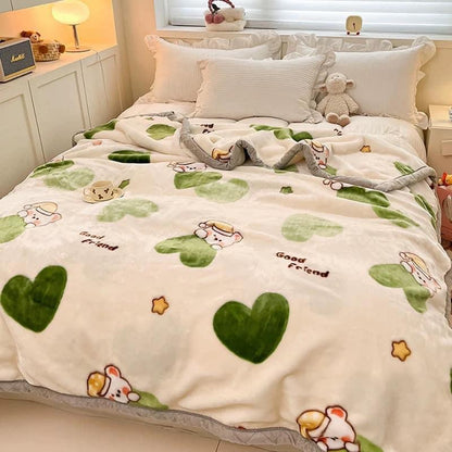 Winter Raschel blanket extra thick plus velvet bed cover blanket quilt wedding coral flannel nap blanket single