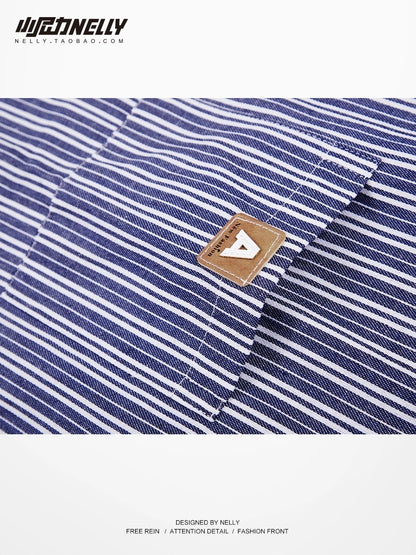 Spring and autumn long-sleeved vertical striped shirt male ruffian handsome casual Hong Kong style high street teenager bf Korean version Japanese yuppie shirt