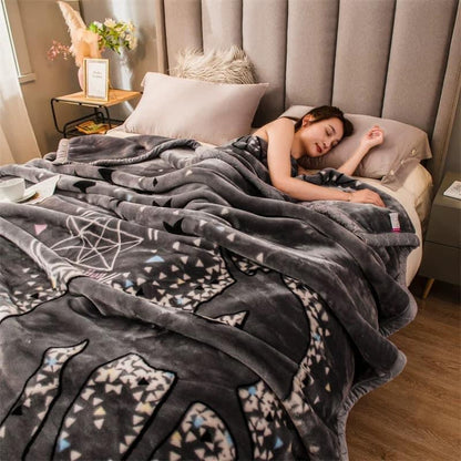 Winter Raschel blanket extra thick plus velvet bed cover blanket quilt wedding coral flannel nap blanket single