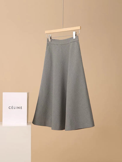 [QZE663916FG] Xiaohange retro style Hepburn style big swing houndstooth A-line skirt