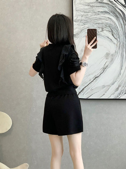 This year's popular fashion shorts suit women's summer dress is slimming and flesh-covering high-end fashion short-sleeved casual sports two-piece set