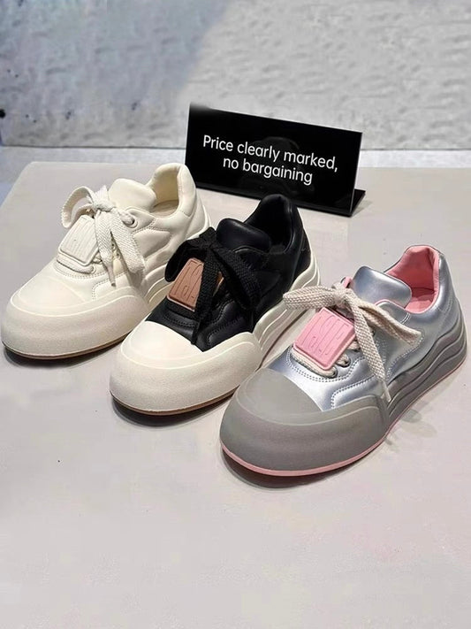 Thick-soled white shoes new 2023 hot style women's summer niche design bread sneakers all-match casual sneakers