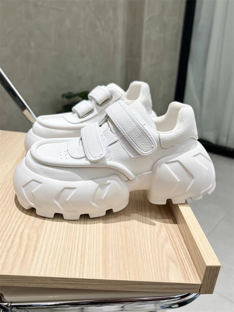 S15 explosive version of niche Velcro big-head ugly shoes for women genuine leather thick-soled height-increasing platform shoes ins super hot dad shoes