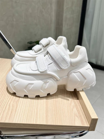 S15 explosive version of niche Velcro big-head ugly shoes for women genuine leather thick-soled height-increasing platform shoes ins super hot dad shoes