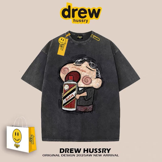 drew American trendy brand Crayon Shin-chan short-sleeved T-shirt men and women ins loose summer heavy cotton casual couple outfit