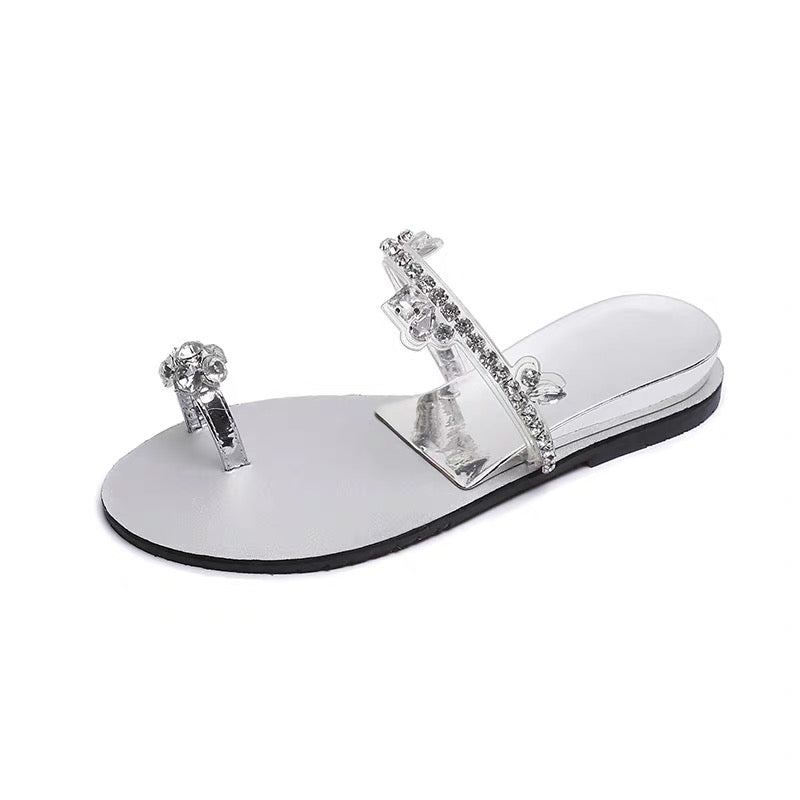 French evening style gentle shoes and sandals for women 2023 summer new style Internet celebrity temperament flat sandals for women to wear outside