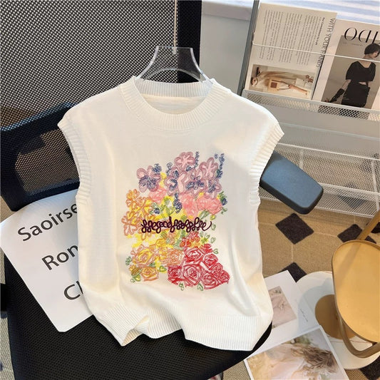 Guangzhou Thirteen Lines’ popular counter shopping mall has withdrawn international big-name summer colorful embroidered knitted vests for women