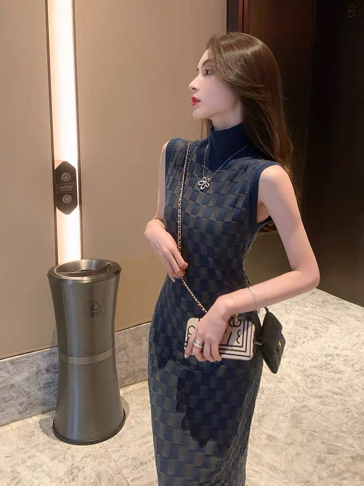 2023 New Summer Women's Design French Retro High-Level Luxury Fashion Socialite Sleeveless Long Dress T3480