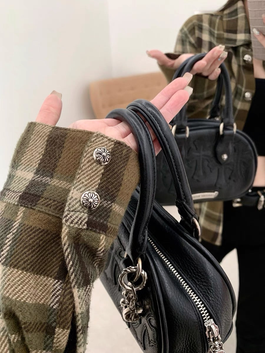 CHICYOU [semi-permanent si suit, super good restoration] c.h woolen long-sleeved slim loose plaid shirt for women