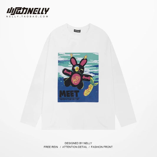 American cartoon cat print round neck short sleeve men and women summer 2025 couple pure cotton t-shirt half sleeve bottoming shirt trend
