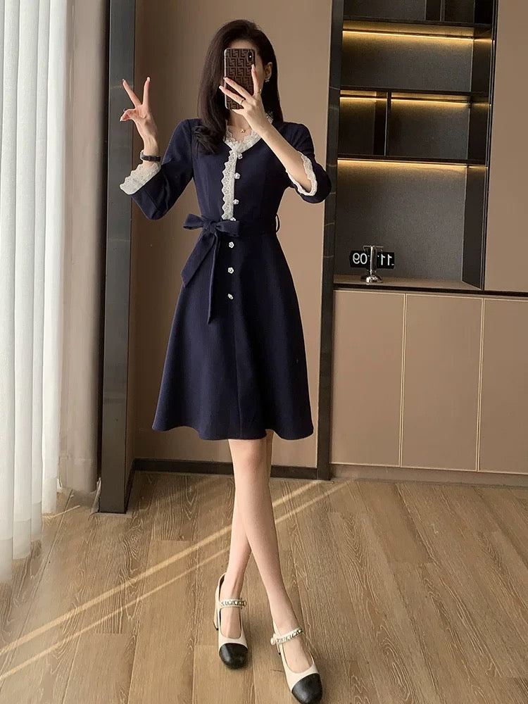 French socialite small fragrant dress for women early autumn 2023 new waist slimming mid-length elegant skirt