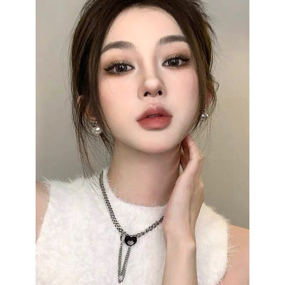YIcheon cool love chain splicing necklace female ins cold wind genderless metal clavicle chain C03
