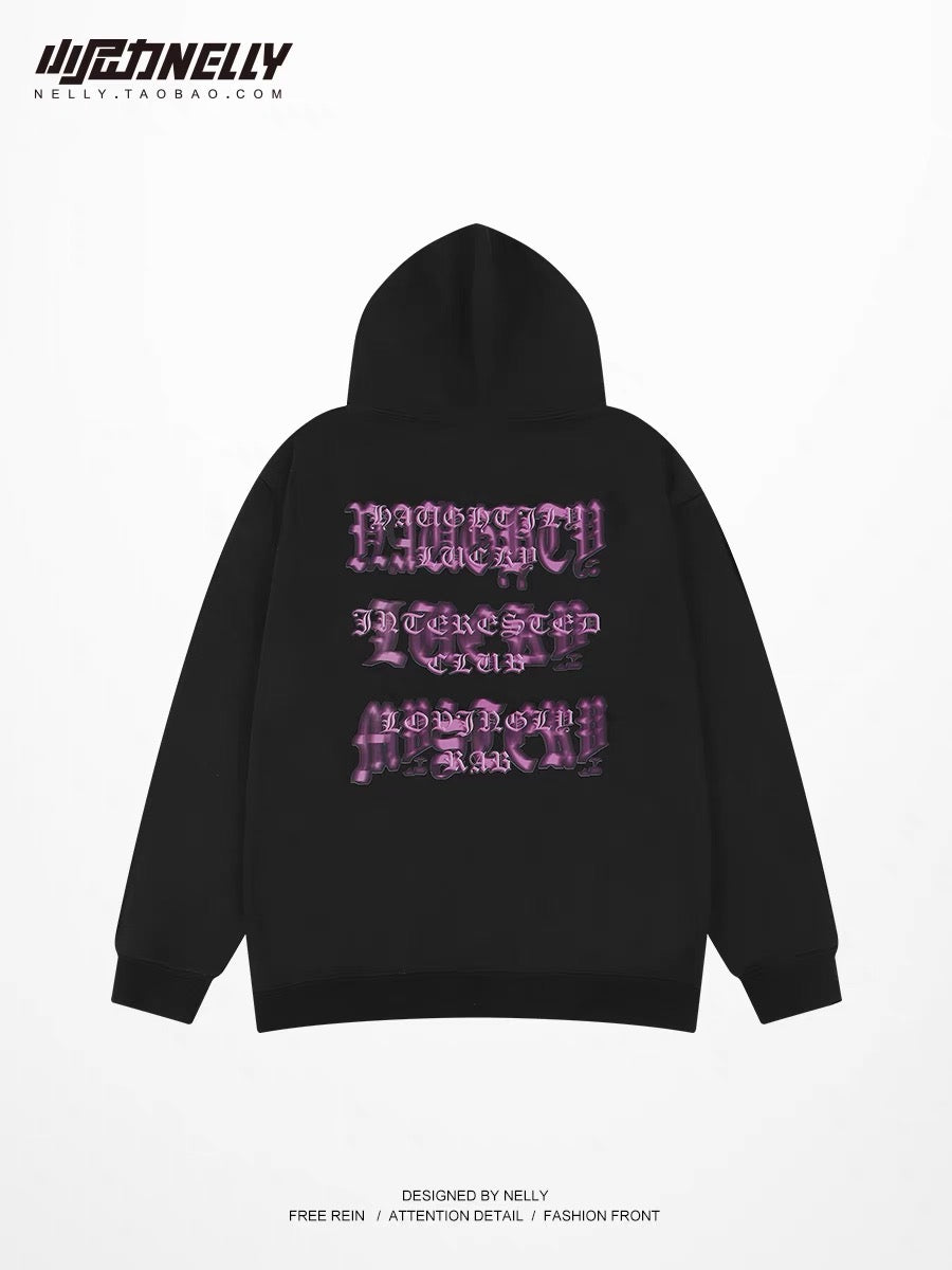 Retro Hong Kong style chic sweatshirt for men in autumn and winter plus velvet and thickened trendy brand pullover American vibe hooded loose jacket