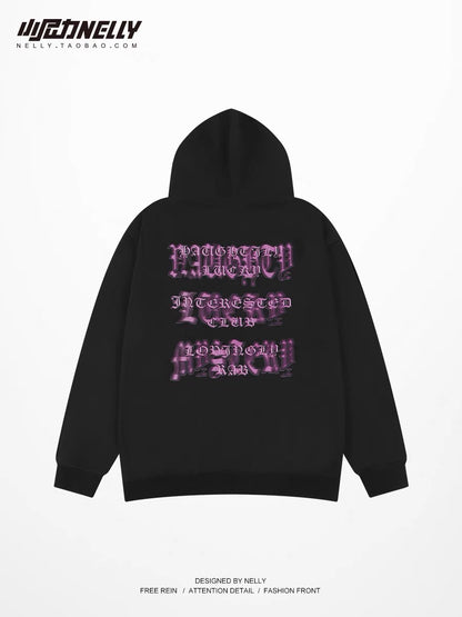 Retro Hong Kong style chic sweatshirt for men in autumn and winter plus velvet and thickened trendy brand pullover American vibe hooded loose jacket