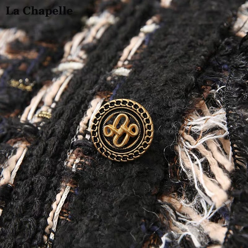 La Chapelle/La Chapelle French tassel edge small fragrance jacket feminine temperament loose round neck top