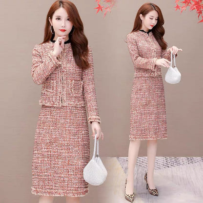 Xiaoxiangfeng suit dress autumn women 2023 new popular fashion high-end brand senior long-sleeved two-piece winter set (S0410)