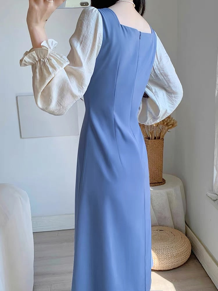Autumn 2023 new women's skirt French gentle style fairy sweet waist slimming long-sleeved dress