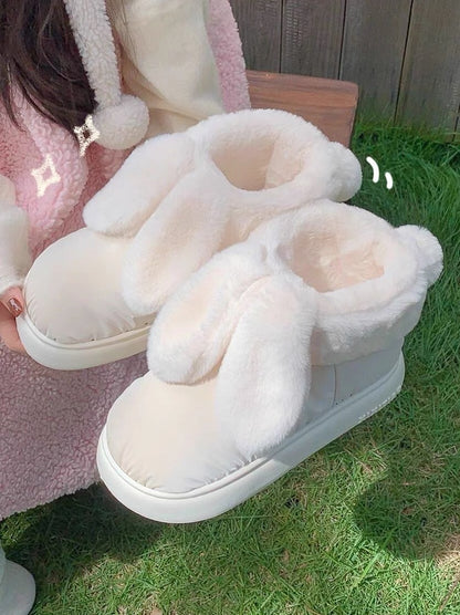 Thin strips of girly cute bread cotton shoes women's winter outerwear plus velvet warm waterproof snow boots short boots