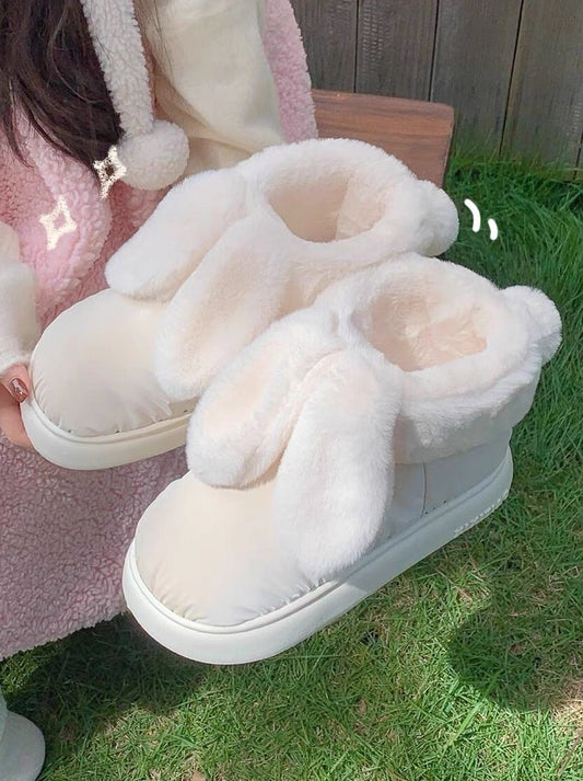 Thin strips of girly cute bread cotton shoes women's winter outerwear plus velvet warm waterproof snow boots short boots