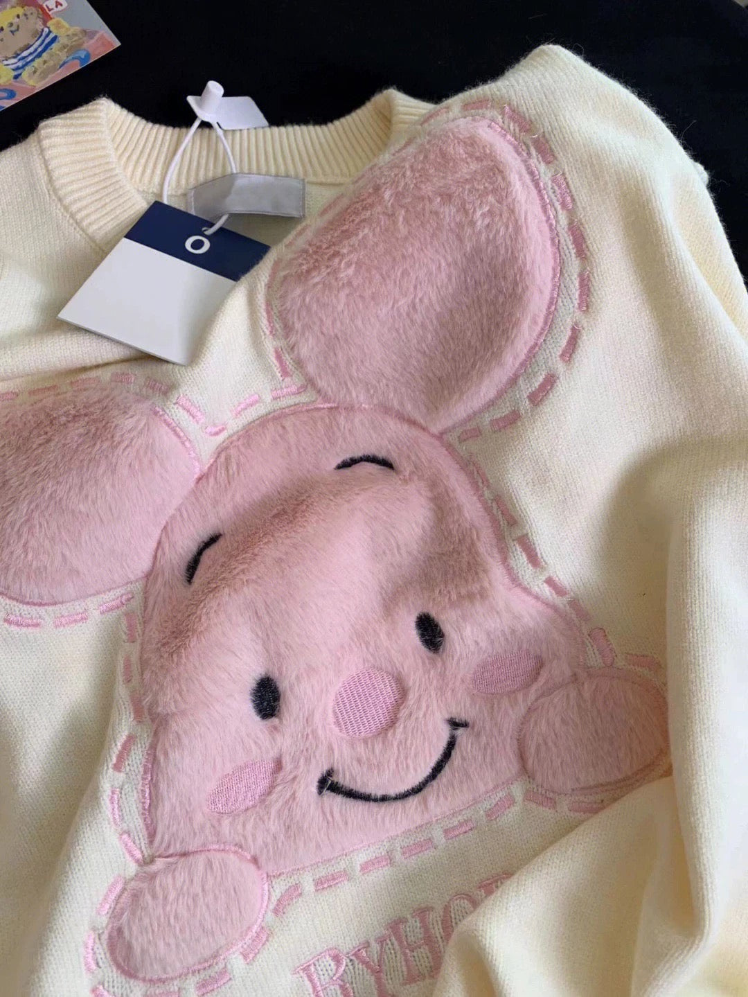 Milky soft and gentle style cute bear embroidered sweater men and women spring and autumn loose vintage knitted sweater jacket