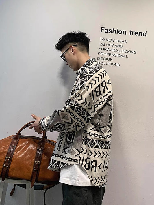 Xutai wave brand long-sleeved shirt men's spring and autumn new American style high-end shirt casual all-match Japanese jacket tide