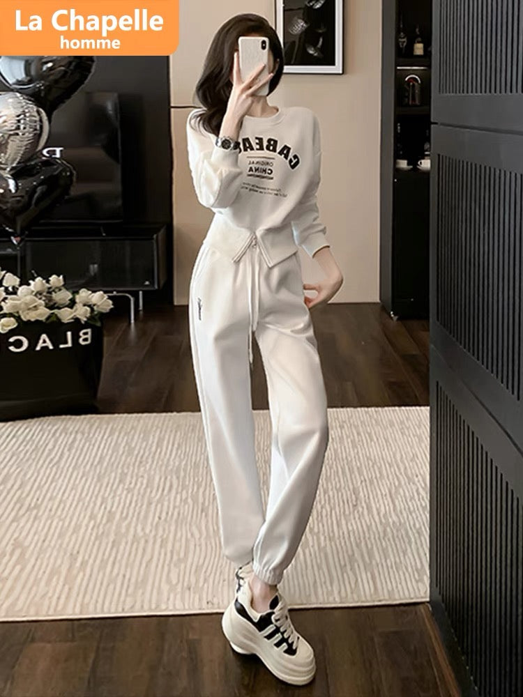 La Chapelle Design Slit Printed Casual Sports Suit Women's Autumn 2023 New Small Two-piece Set