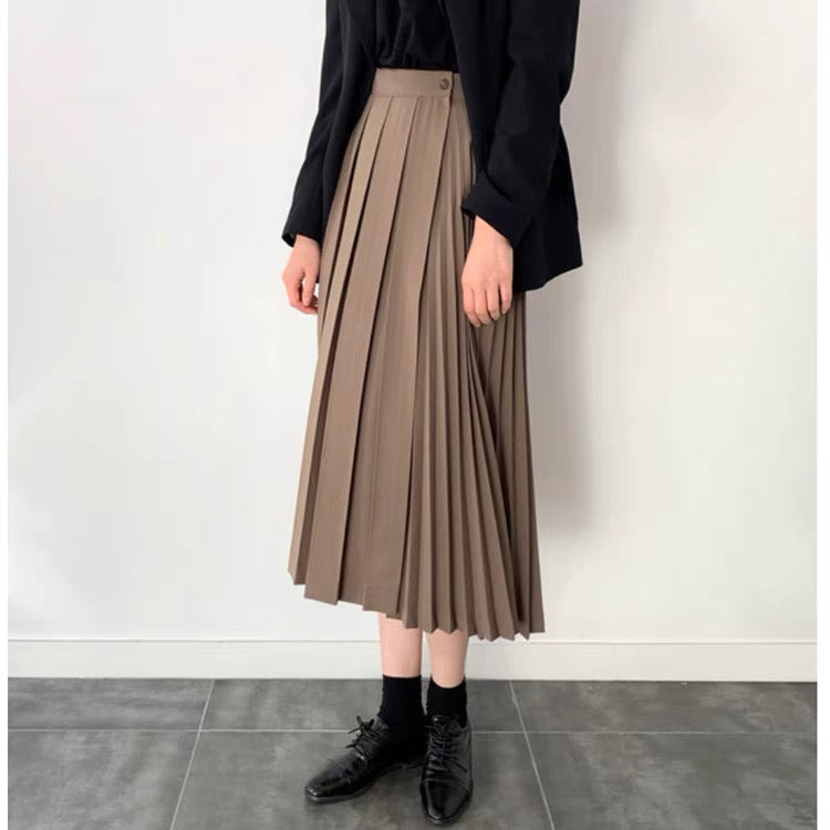 2023 New Spring and Autumn Niche One-piece Suit Skirt A-Line Irregular Horse Face Pleated Long Half-length Skirt for Women T3484